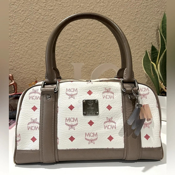 MCM Handbags - MCM WHITE VISETOS HANDBAG